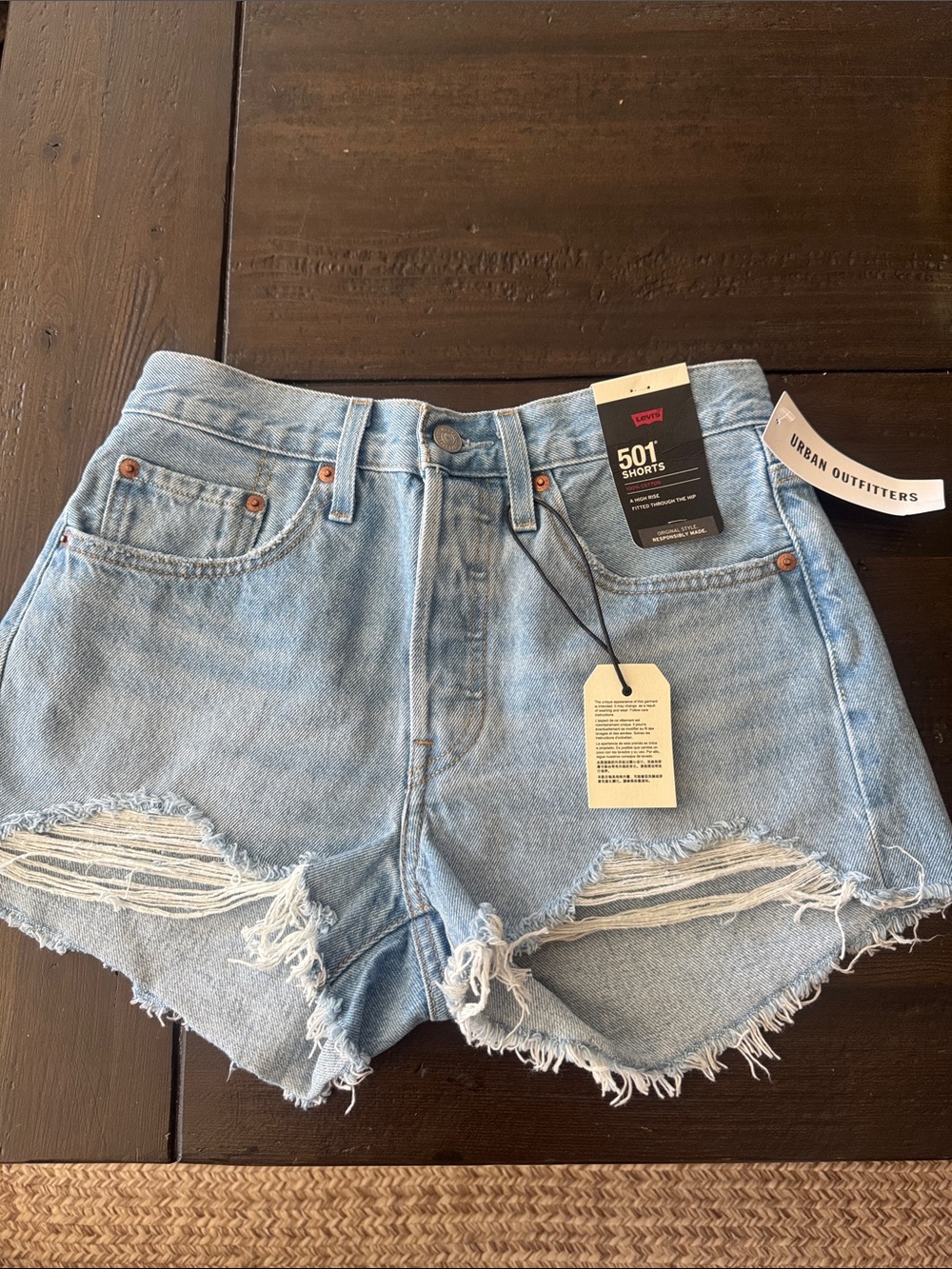 Levi's Light Blue Distressed 501 Jean Shorts - Women's